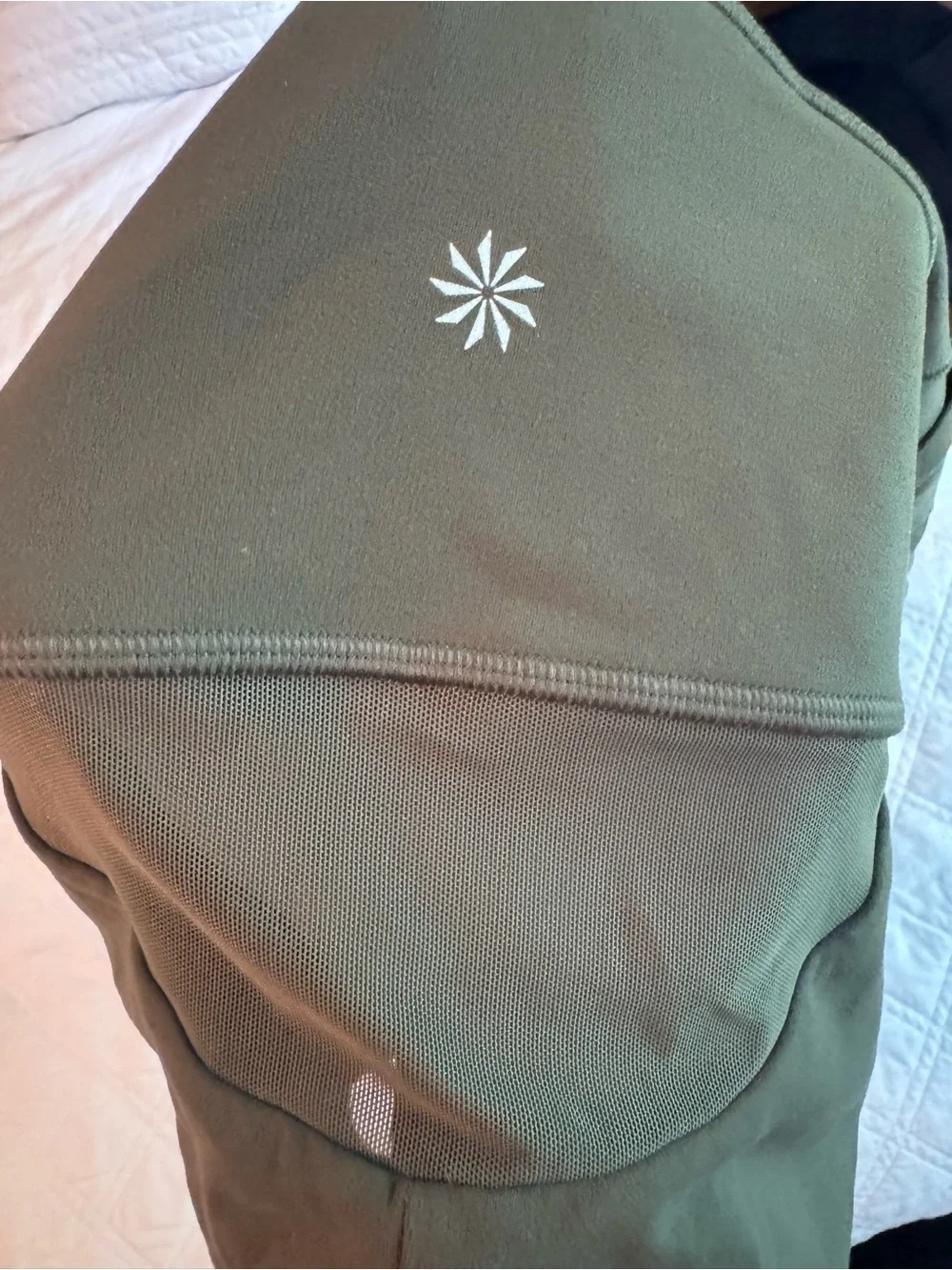 Athleta Salutation Stash Mesh Bodysuit in Sage Green, Small
